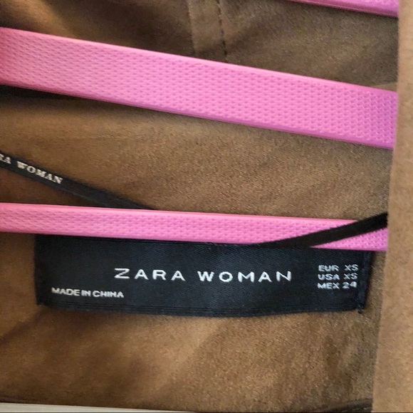 Zara Vegan Suede Leather Moto Brown Jacket XS - Picture 8 of 10